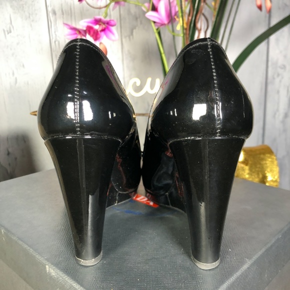 Prada Black Patent Leather PeepToe Wedge Pumps 8.5 - Picture 4 of 8